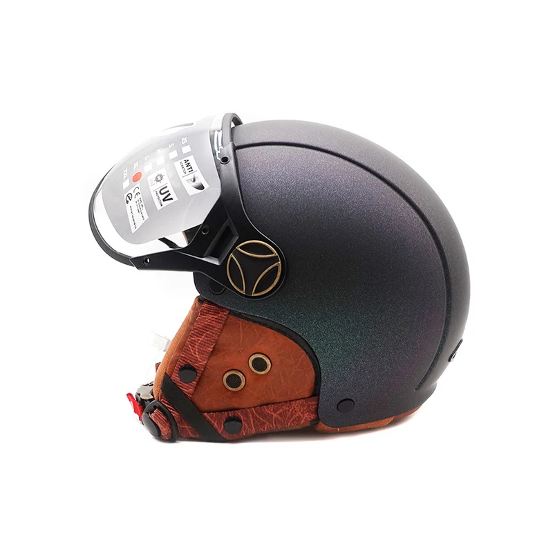 Casque JET vert mat caméléon (taille XS à XXL)