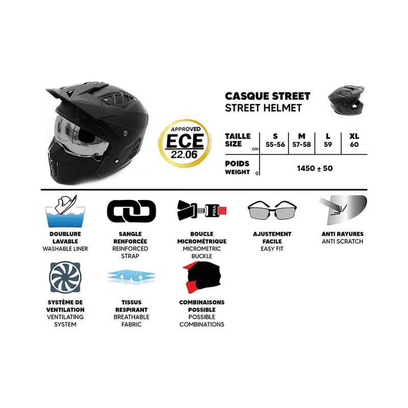Casque Street Panther (taille S à XL)