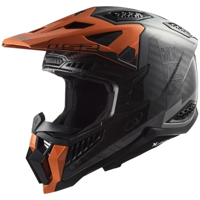 Casco Cross LS2 MX703 X-Force Victory carbono-titanio-naranja