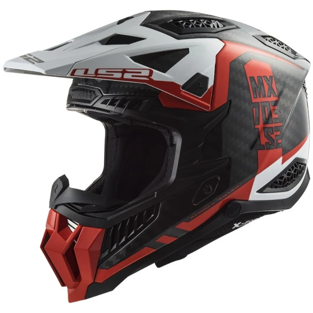 Casco Cross LS2 MX703 X-Force Victory carbono-rojo-blanco