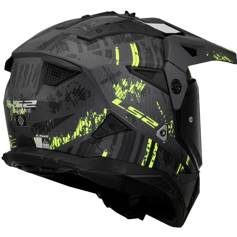 Casco LS2 MX702 Pioneer II Crazy - Negro/Amarillo Mate