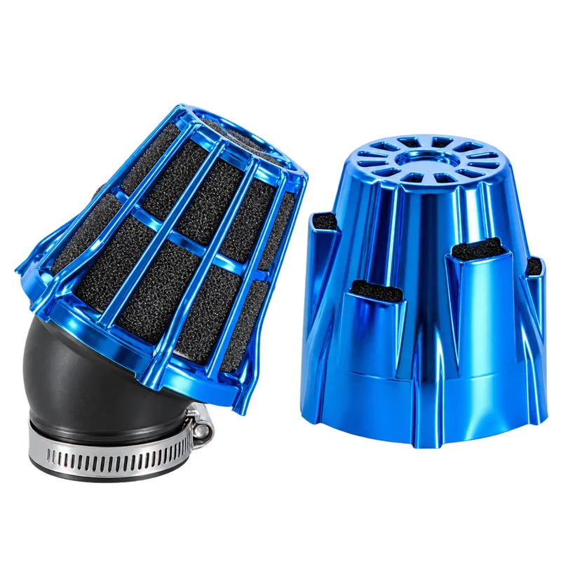 Filtro de aire Polini curvado 30° carcasa plástico azul cromado