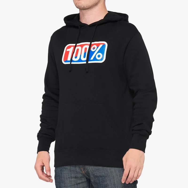 Sudadera 100% Classic Pullover Hoodie Fleece - Negro
