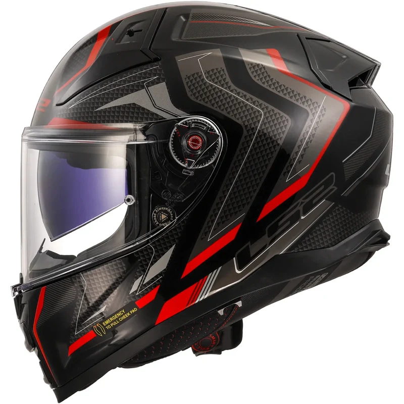 Casco LS2 FF811 Vector II Alizer - Negro/Rojo Brillo