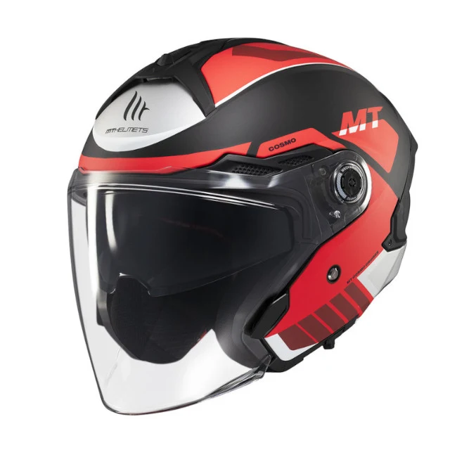 Casco Jet Cosmo SV Cruiser B5 Rojo Negro Mate MT Helmets