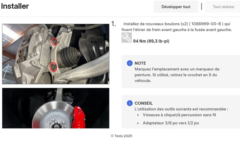 manuel d'atelier Tesla model3 2024 français
