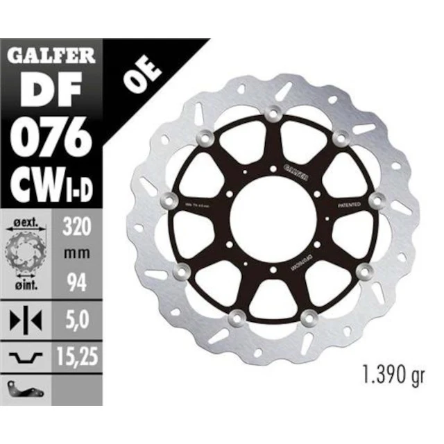 Disco de freno delantero flotante wave izquierdo Honda CBR 1000 RR Fireblade 08-16 Galfer