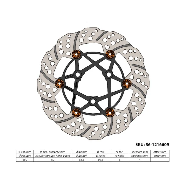 Disco de freno delantero flotante Yamaha Aerox / Jog d=250mm MK II Stage6 R/T