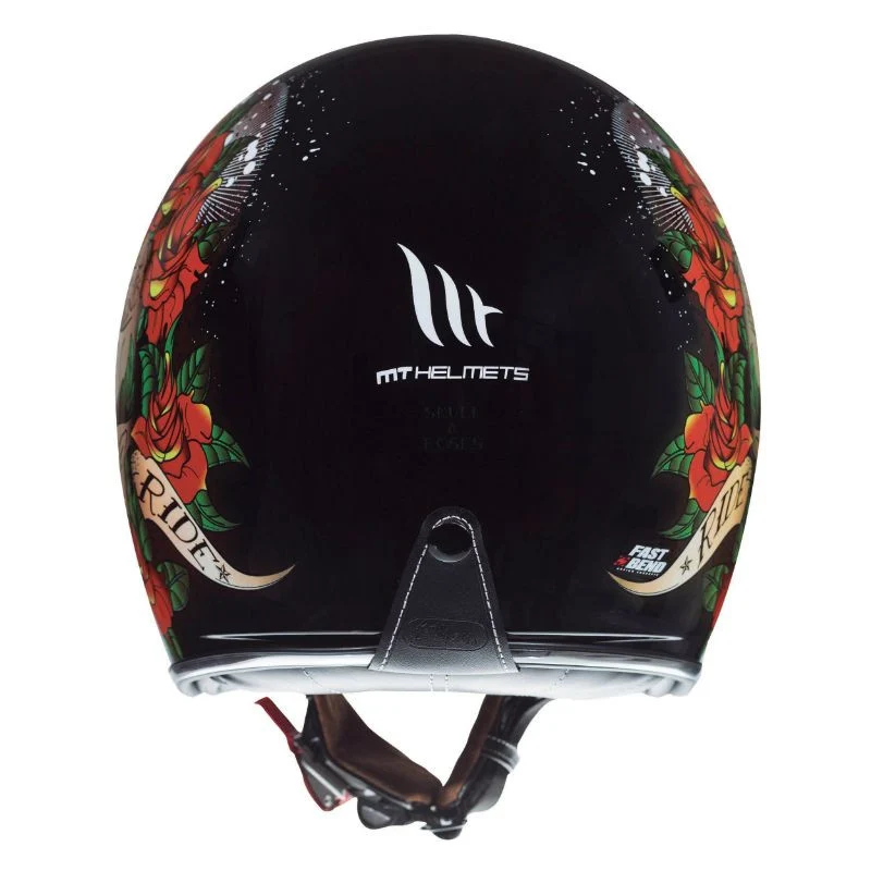 Casque jet moto - Le Mans skull et roses
