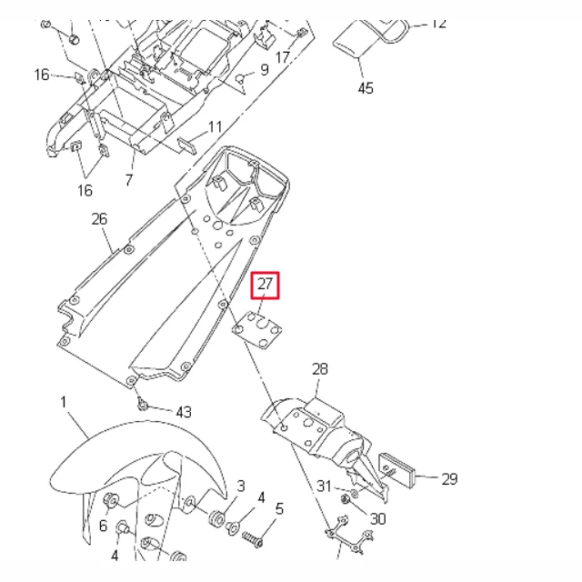 Junta portamatrícula Yamaha YZF R6 03-05
