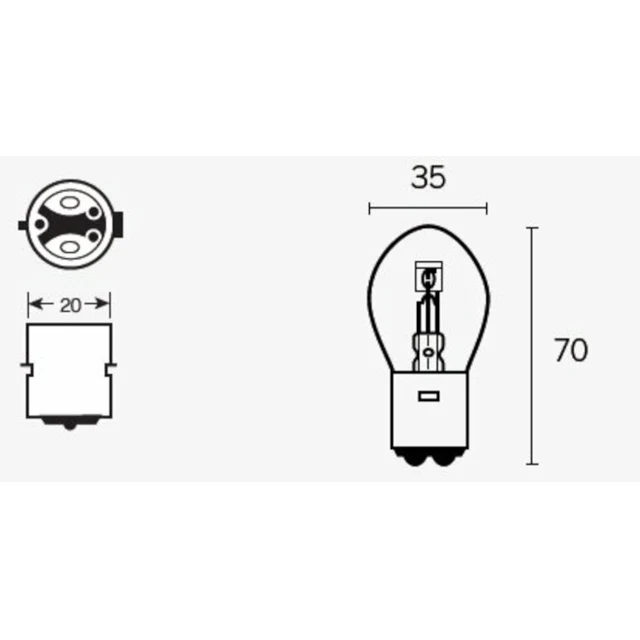 Bombilla BA20D 12V 25/25W Tecnium