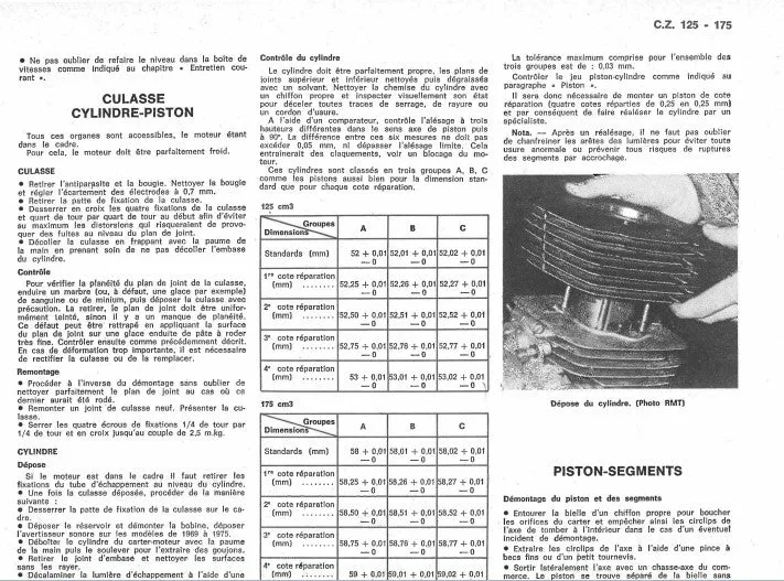 manuel de réparation CZ 125 175 1975