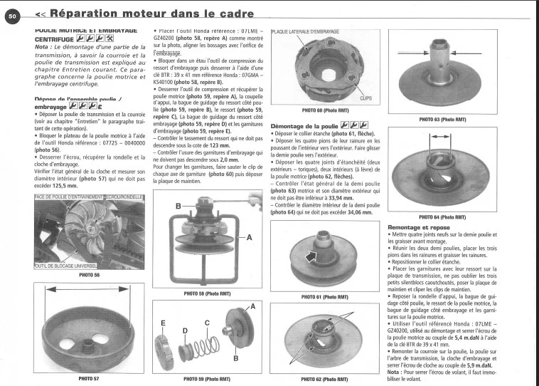 manuel de réparation Honda 125 Pantheon 2004 2007 injection