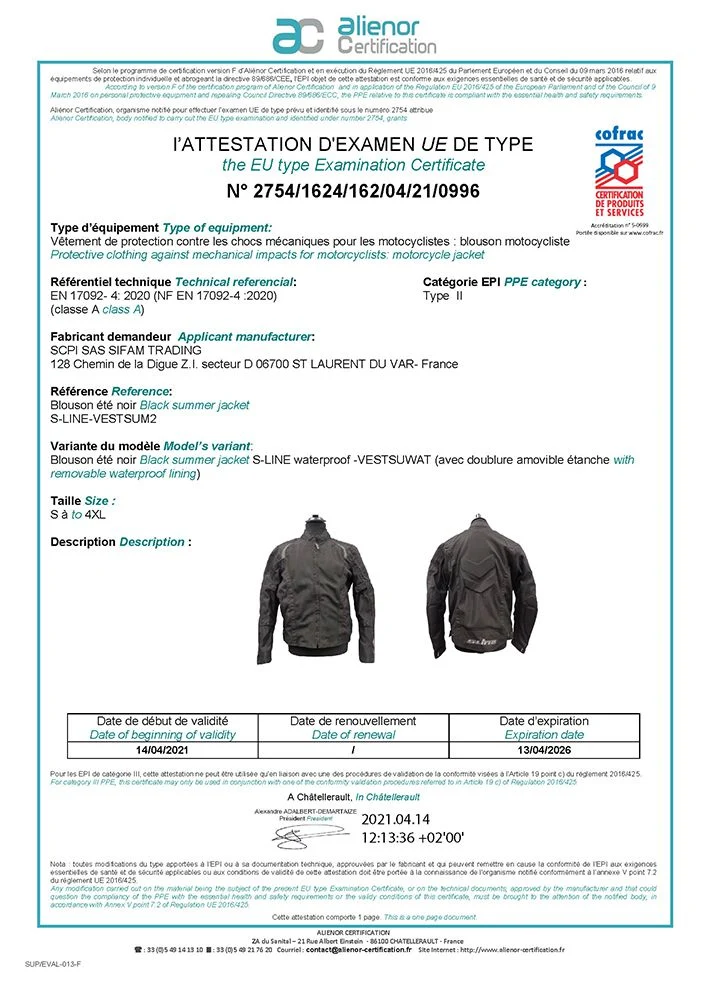 Blouson moto homme été - S-Line noir