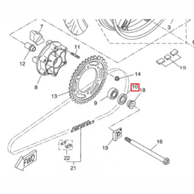 Retén izquierdo rueda trasera Yamaha YZF-R 125 08-13