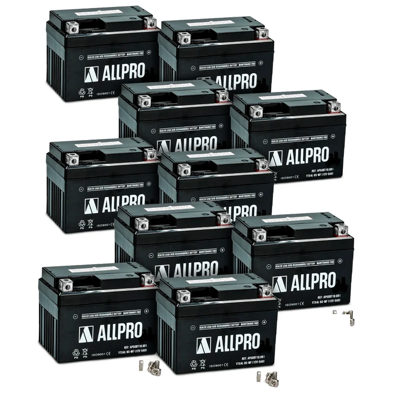 Caja de 10 baterías YTX4L-BS precargada Allpro