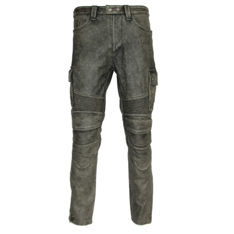 Pantalon de moto en cuir pour homme motard