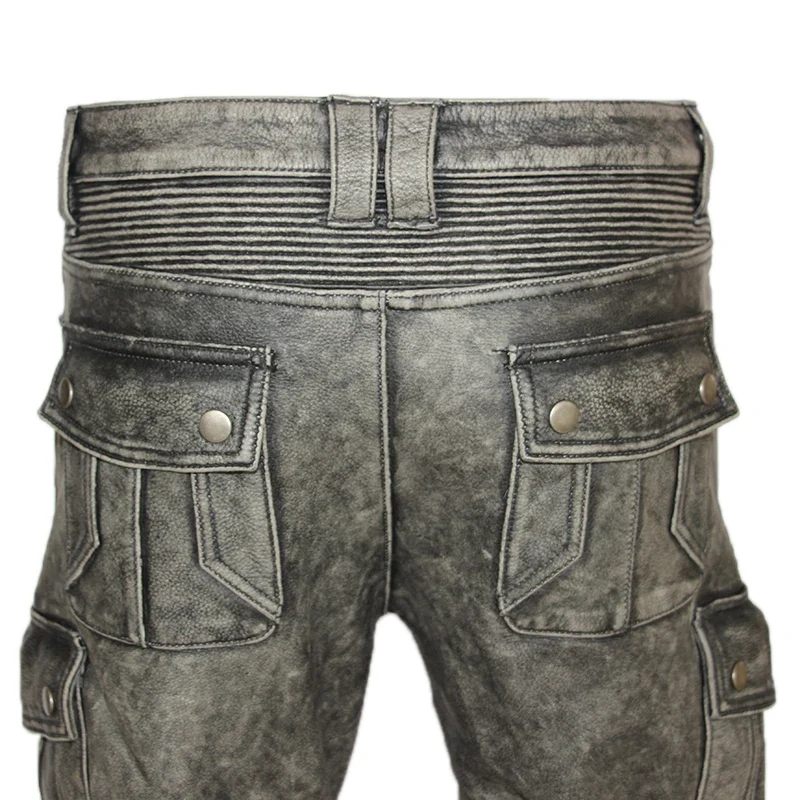 Pantalon de moto en cuir pour homme motard