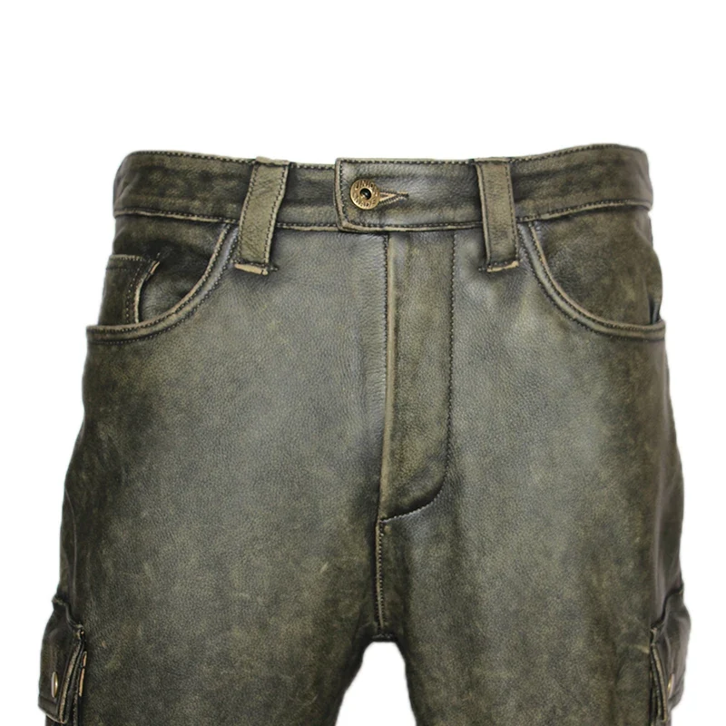 Pantalon de moto en cuir pour homme motard