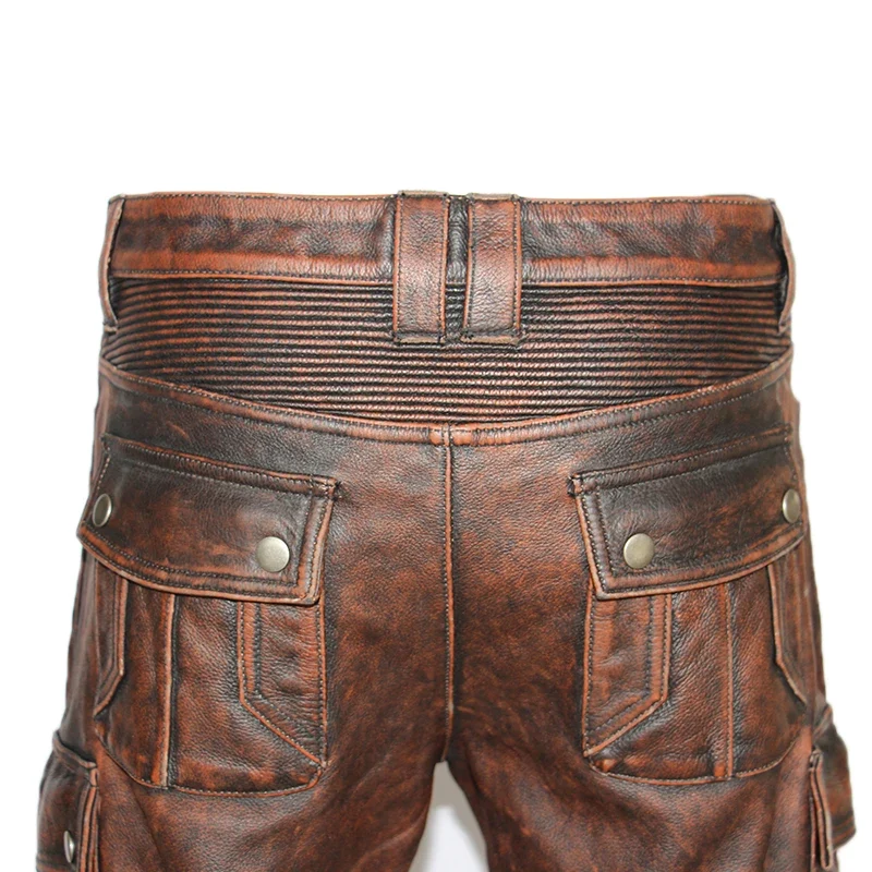 Pantalon de moto en cuir pour homme motard