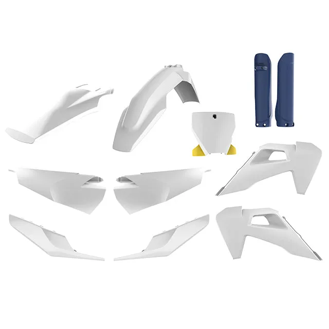 Kit de plásticos TC125/250 FC250/350/450 19-22 Polisport - OEM blanco-amarillo-azul