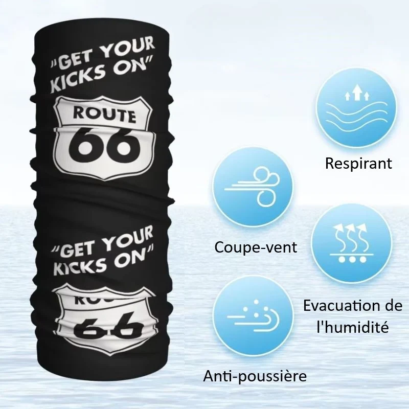 Tour de cou moto noir - Get your Kicks on Route 66