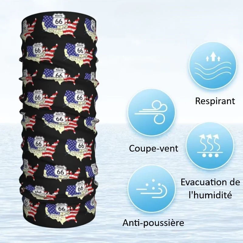 Tour de cou moto - Drapeau américain Route 66