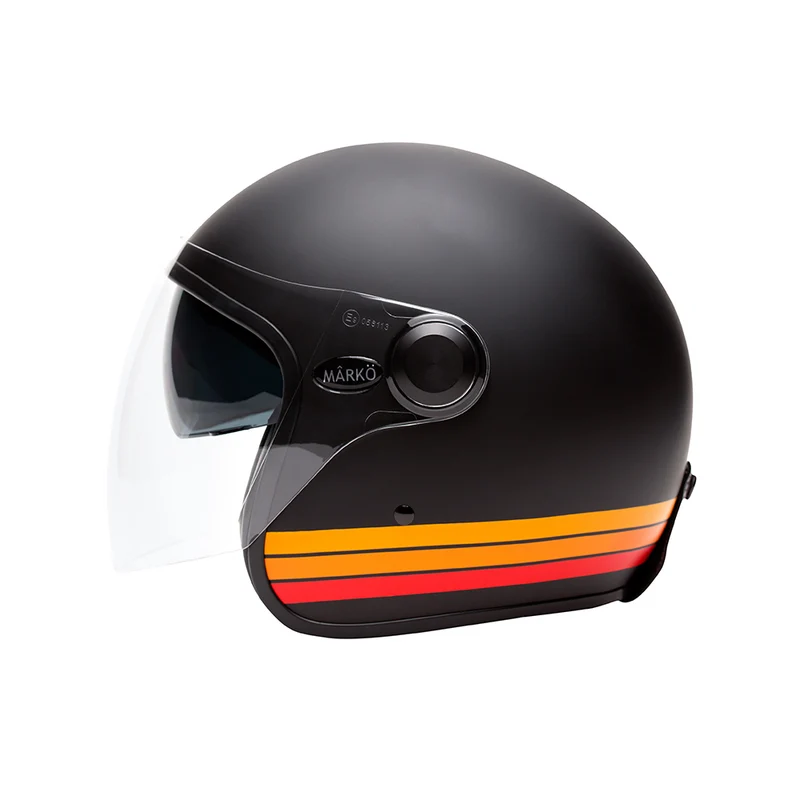 Casque jet moto - Boreal noir bandes orange