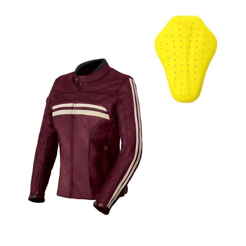 Blouson de moto en cuir femme - Enfield bordeaux
