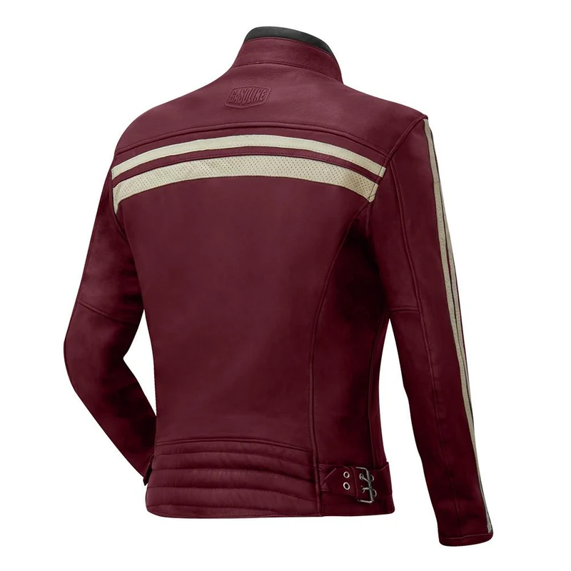 Blouson de moto en cuir femme - Enfield bordeaux