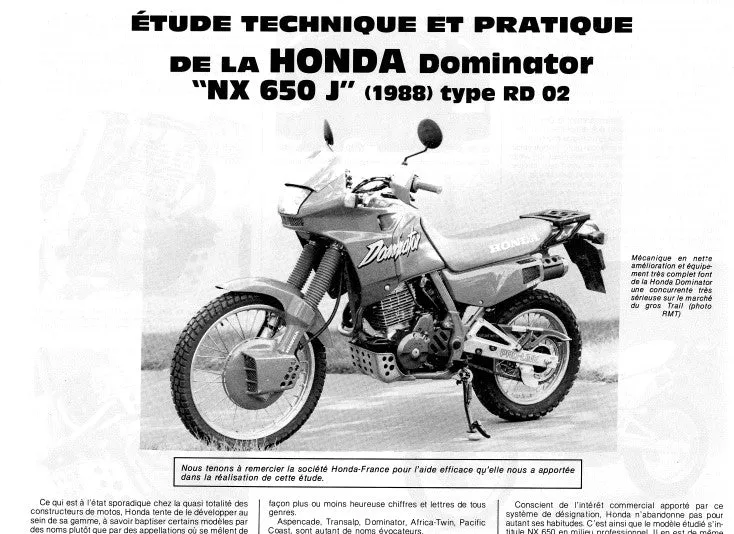 manuel de réparation Honda 650 NX Dominator 1988