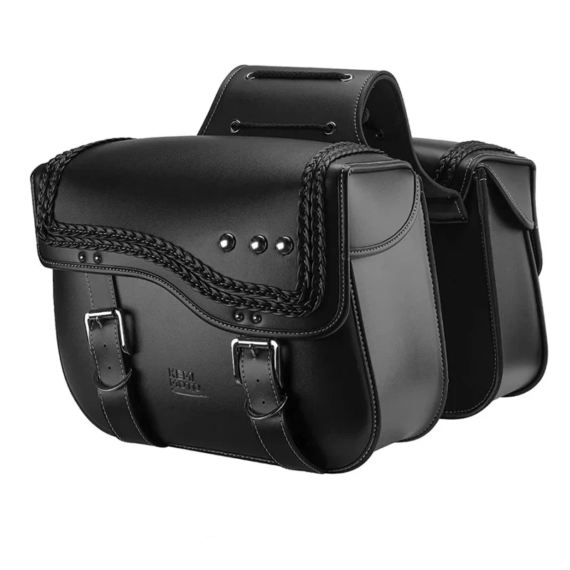 Sacoches moto latérales étanches en simili cuir 30L