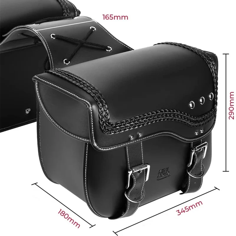 Sacoches moto latérales étanches en simili cuir 30L