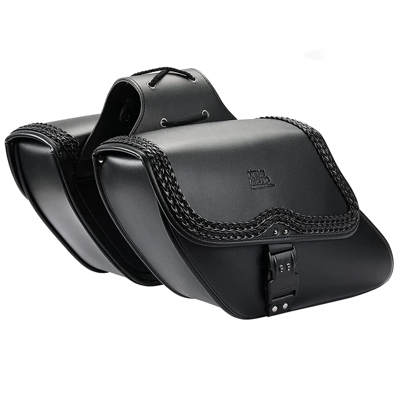 Sacoche cavalière latéral en simili cuir pour moto