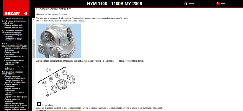 Manuel d'atelier Ducati 1100 hypermotard 2008 pdf français