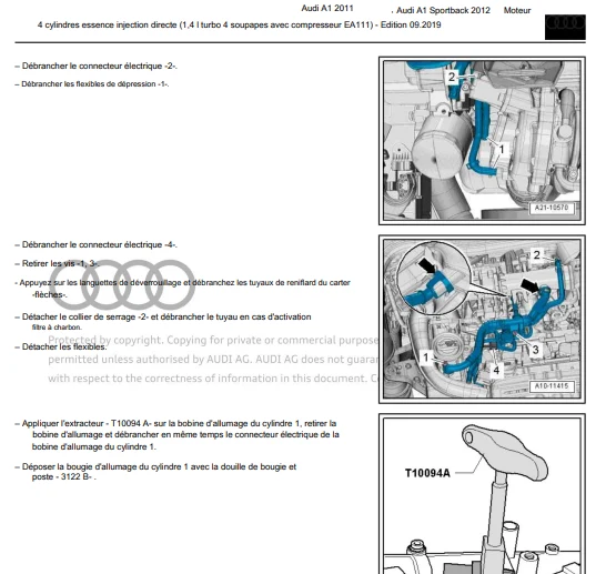 Manuel d'atelier Audi A1 2011 2018 en français