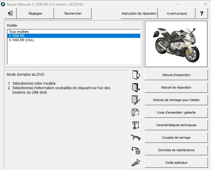 manuel d'atelier BMW S 1000 RR 2009 2013 Français