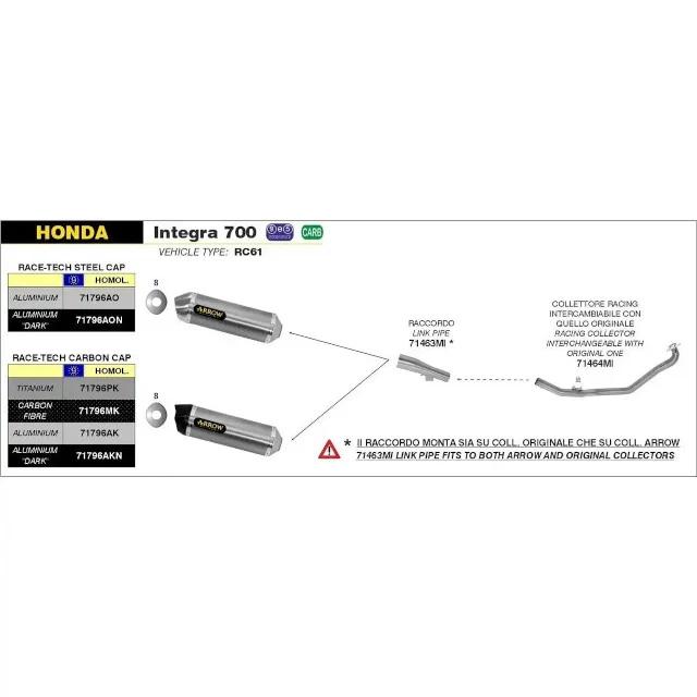 Silenciador Arrow Honda Integra / NC 700-750 S/X 12-19 (CE) - aluminio negro