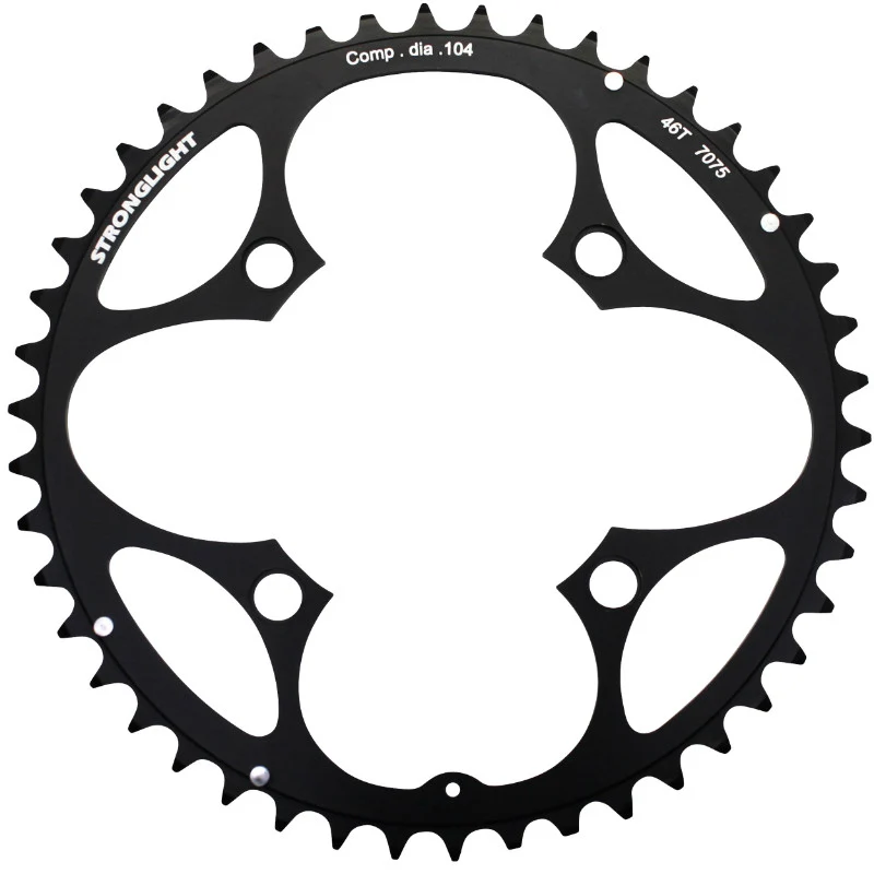Plateau VTT 4 branches Ø 104 Stronglight Triple 46 dents Extérieur Noir Alu - Épaisseur 3.5 mm 8-9V.