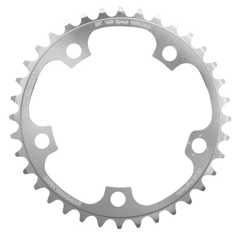 Plateau Route 5 branches Ø 110 Stronglight Ultra Torque 36 dents Intérieur Campagnolo Argent Alu 7075 10V.
