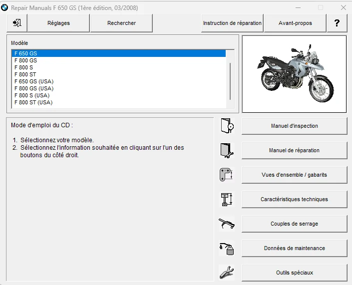 manuel d'atelier BMW F650 F 800 tous modèles français
