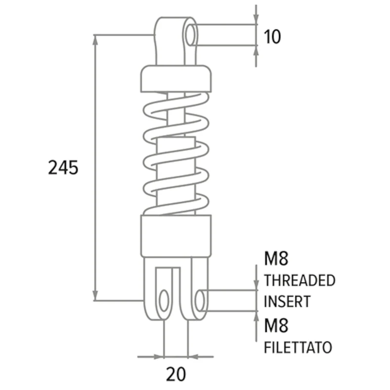Amortiguador Minarelli horizontal / vertical 242mm Polini