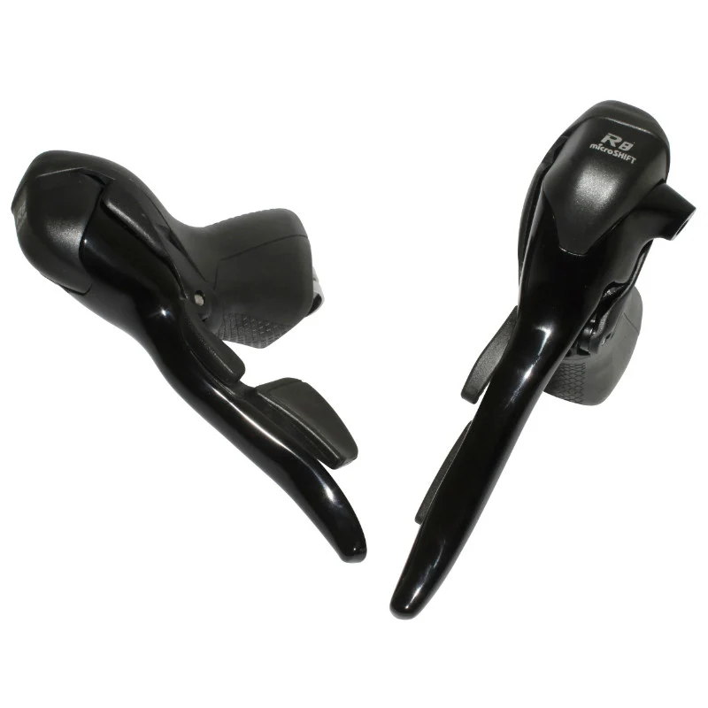 Levier-Manette Route Patin Microshift 8V. Double Alu Noir Compatible Shimano (Paire Sachet Pour Atelier)