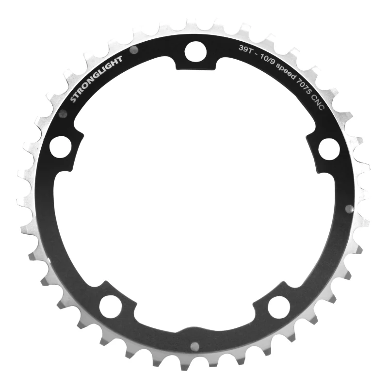 Plateau Route 5 branches Ø 130 Stronglight 39 dents Triple Milieu Noir Alu 7075 Type Shimano 9-10V.