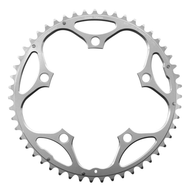 Plateau Route 5 branches Ø 130 Stronglight 51 dents Extérieur Argent Alu 7075 Type Shimano 9-10V.