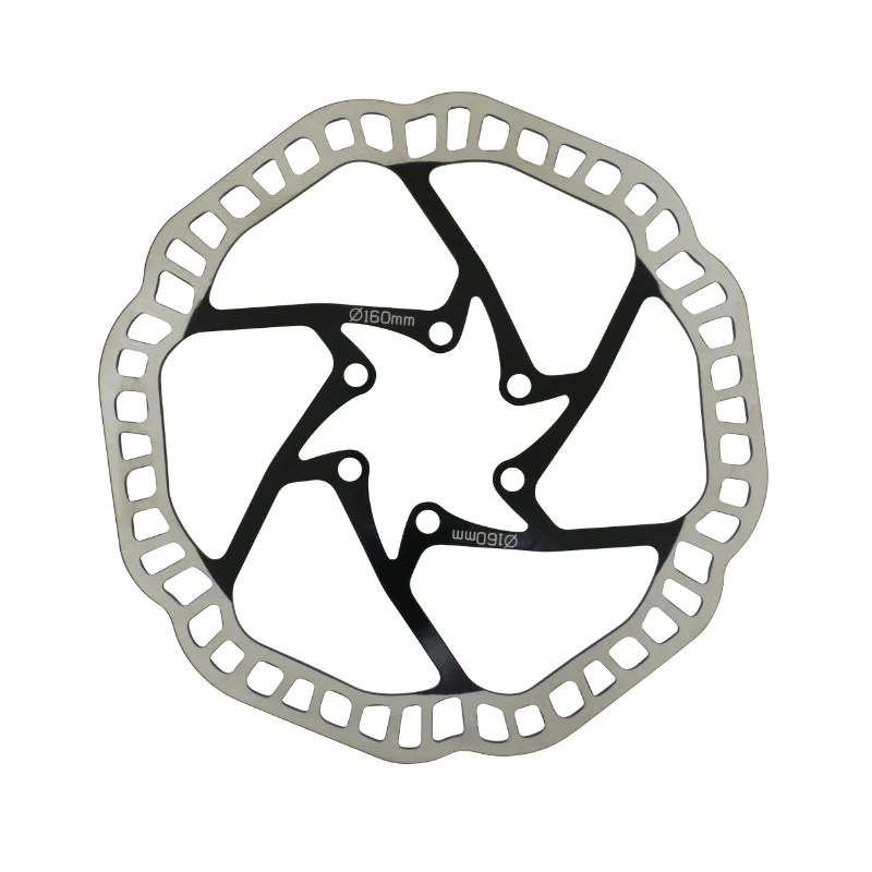Disque De Frein VTT 6 Trous Newton Brakco Compatible Shimano Et Autres 160 mm Argent Centre Noir + 6 Vis