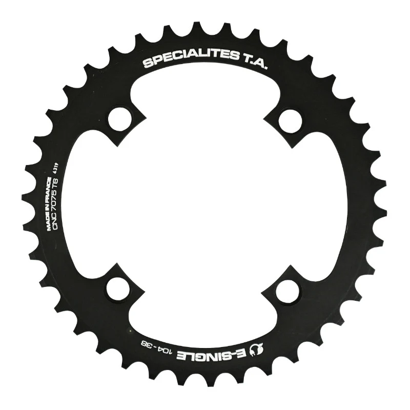 Plateau VAE-E-Bike 4 branches Ø 104 Pour Bosch - Brose - Yamaha - Giant - Shimano E-Steps Ta E-Single 38 dents Mono Noir Alu 7075