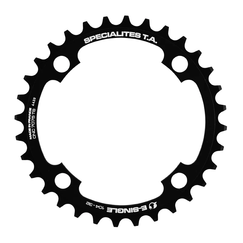 Plateau VAE-E-Bike 4 branches Ø 104 Pour Bosch - Brose - Yamaha - Giant - Shimano E-Steps Ta E-Single 32 dents Mono Noir Alu 7075