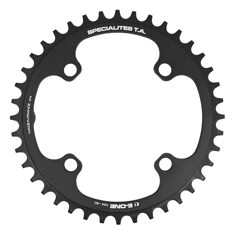 Plateau VAE-E-Bike 4 branches Ø 104 Pour Bosch - Brose - Yamaha - Giant - Shimano E-Steps Ta E-One 40 dents Mono Noir Alu 7075 Narrow Wide