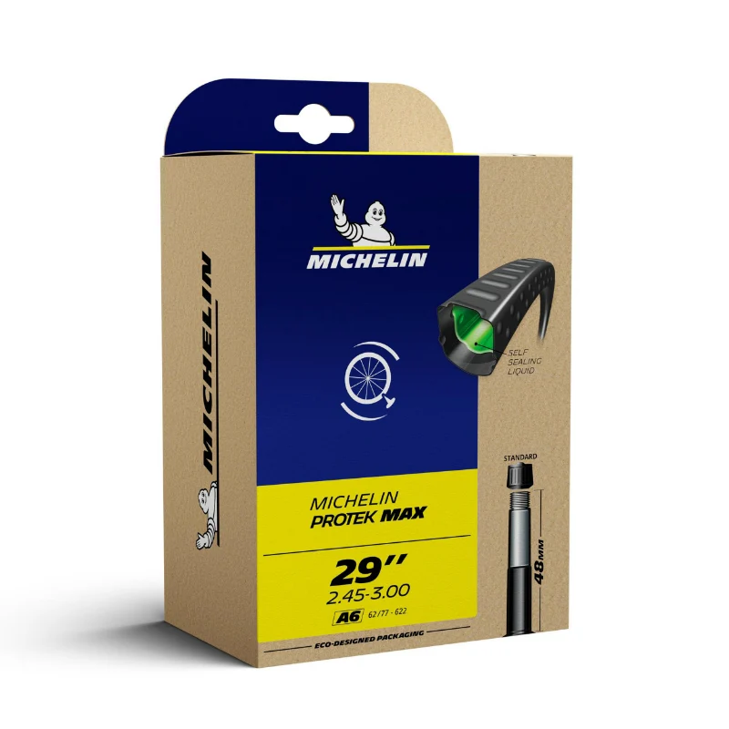 Chambre A Air Vélo 29 X 2.45-3.00 Michelin Protek Max A6 Valve Standard Avec Liquide Anti-Crevaison